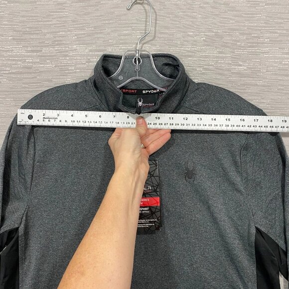 SPYDER 1/4 Zip Pullover Shirt Mens Medium Grey Base Layer Quick Dry - Picture 12 of 13